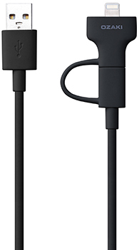 Ozaki O!Tool Combo Cable (Lightning & Micro-USB), schwarz -