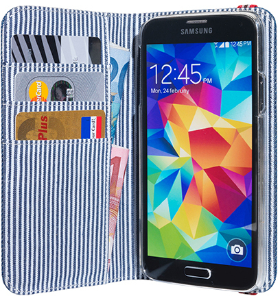 Pedea BookCover Indigo fr Samsung Galaxy S5, Stoff, blau -