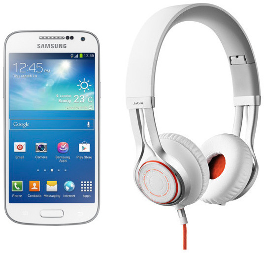 Samsung Galaxy S4 mini, White Frost (Telekom) + Jabra Stereo Headset REVO, wei