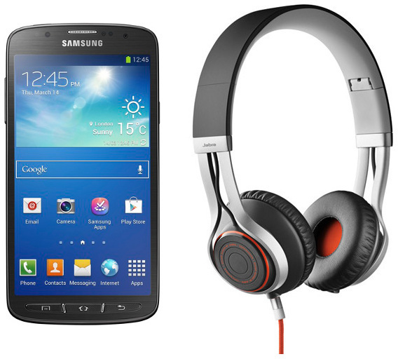 Samsung Galaxy S4 Active, grau (Telekom) + Jabra Stereo Headset REVO, schwarz
