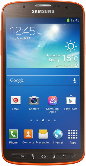 Samsung Galaxy S4 Active, orange (Telekom) + Jabra Stereo Headset REVO, schwarz -