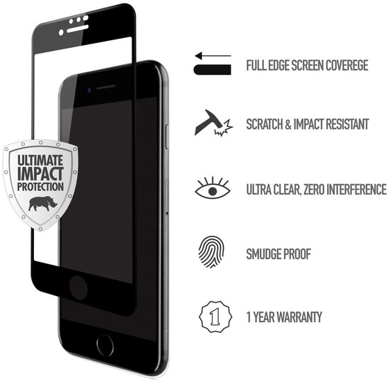 Skech Frontier Full-Fit 2,5D Temp. Glass Displayschutz iPhone SE (2020), schwarz, SK28-GLPF-BLK-2 -