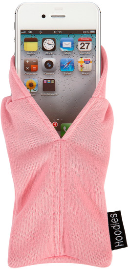 Splash Brands Kapuzenpulli-Schutzhlle Hoodies fr iPhone 5/5S/SE, pink - Vorderansicht mit Deko