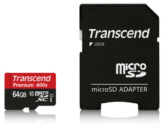 Transcend 64GB microSDXC Class 10 UHS-I 400x + SD Adapter -