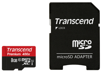 Transcend 8GB microSDHC, Class 10, UHS-I 400x -