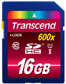 Transcend microSDHC Class10 UHS-I 600x Karte mit Adapter 16GB -