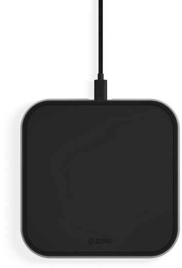 ZENS Aluminium Single Wireless Charger 10W mit USB-C Kabel, Qi, schwarz, ZESC11B/NA -