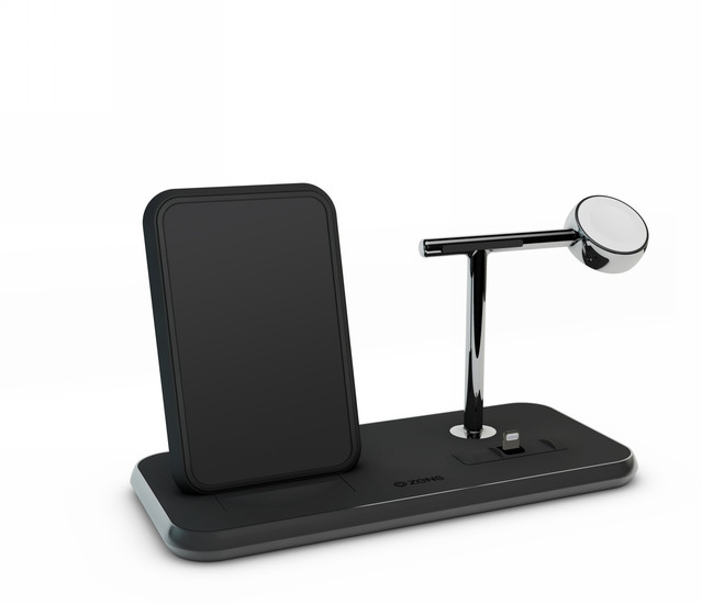 ZENS Aluminium Stand + Apple Watch + Dock, Qi, schwarz, ZEDC07B/00 -