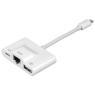 4smarts 3in1 Hub Lightning auf Ethernet, USB Typ-A und Lightning wei