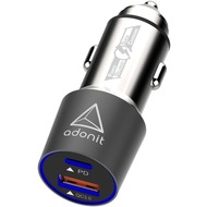 adonit Fast Car Charger Kfz-Ladegerät, USB-C PD & USB-A QC 3.0, 48W, silber/ grau, ADFCC