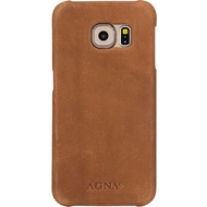 AGNA iPlate Real Natural Leather for Galaxy S6 Edge cognac