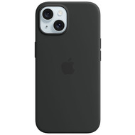 Apple Silikon Case iPhone 15 mit MagSafe (schwarz)