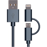 AVO+ 2-in-1 Charge&Snc Kabel Lightning Micro-USB schwarz