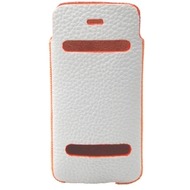 DC Casual Guti Ledertasche für iPhone 5/ 5S/ SE, weiß-orange Stitch