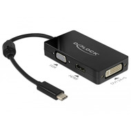 DeLock Adapter USB Type-C Stecker > VGA /  HDMI /  DVI Buchse schwarz