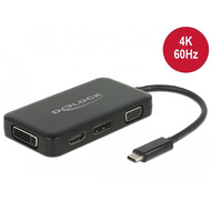 DeLock Adapter USB Type-C Stecker > VGA /  HDMI / DVI/  DisplayPort Buchse schwarz