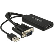 DeLock Adapter VGA + Audio zu HDMI mit Kabel schwarz