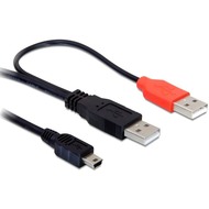DeLock Kabel 2x USB2.0-A Stecker > USB mini 5-pol