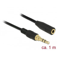 DeLock Kabel Klinke 3 Pin Verlängerung 3,5 mm Stecker > Buchse 1,0 m schwarz