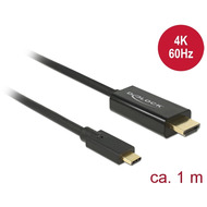 DeLock Kabel USB Type-C™ Stecker > HDMI-A Stecker DP-Alt Mode 4K 60 Hz 1 m schwa