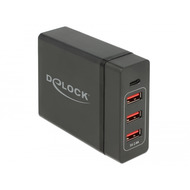 DeLock Netzteil extern USB Type-C PD3.0 + 3x USB A Buchse 60W+12W schwarz