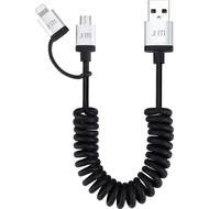 Just Mobile AluCable Duo twist, 2-in1-Wendelkabel mit Lightning- und Micro-USB-Anschluss