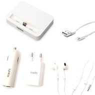 Konkis 5in1 Set - KFZ Ladekabel + Netzteil + Datenkabel + Headset + Tischlader - Apple iPhone 6, 6 Plus