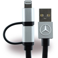 Mercedes-Benz 2in1 Ladekabel + Datenkabel - Micro USB und Lightning - Apple iPhone 7 /  7Plus /  6 /  6Plus /  se - Schwarz