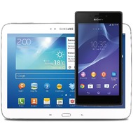 Samsung Galaxy Tab3 10.1 16GB (WLAN), wei mit Xperia M2, schwarz
