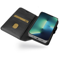 SBS Real Leather Wallet for iPhone 14 Plus, black color
