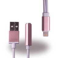 UreParts 2 in 1 Headset Anschluss + Ladekabel - Apple iPhone 7, 7 Plus - Pink