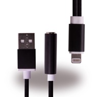 UreParts 2 in 1 Headset Anschluss + Ladekabel - Apple iPhone 7, 7 Plus - Schwarz