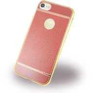 UreParts Kunstleder Cover /  Handyhülle - Apple iPhone 7 /  8 - Braun/ Gold