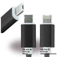 UreParts USB-Kabel - 1.00m - Micro-USB + Apple Lightning auf USB - Schwarz