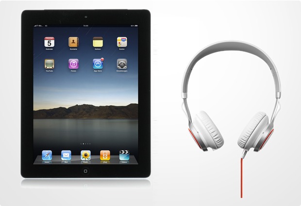 Apple iPad 2 16GB (UMTS), schwarz + Jabra Stereo Headset REVO, wei
