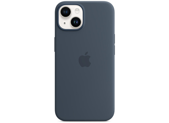Apple Silikon Case iPhone 14 mit MagSafe sturmblau