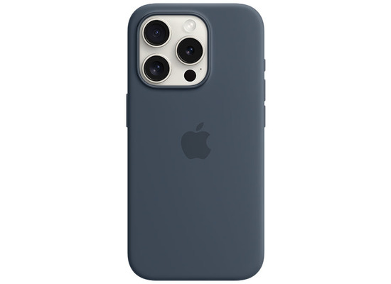Apple Silikon Case iPhone 15 Pro mit MagSafe (sturmblau)