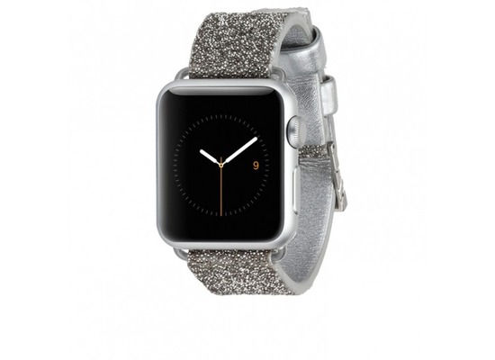 case-mate Brilliance Lederband Apple Watch 38mm Silber CM032789