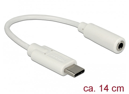 DeLock Adapter Audio USB Type-C Stecker > Klinkenbuchse 14 cm wei