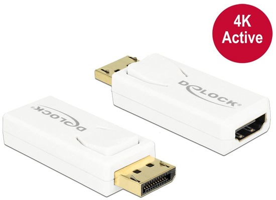 DeLock Adapter DisplayPort 1.2 Stecker > HDMI Buchse wei