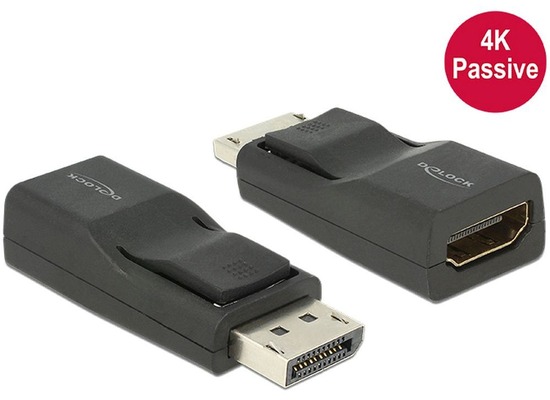 DeLock Adapter DisplayPort 1.2 Stecker > HDMI Buchse schwarz