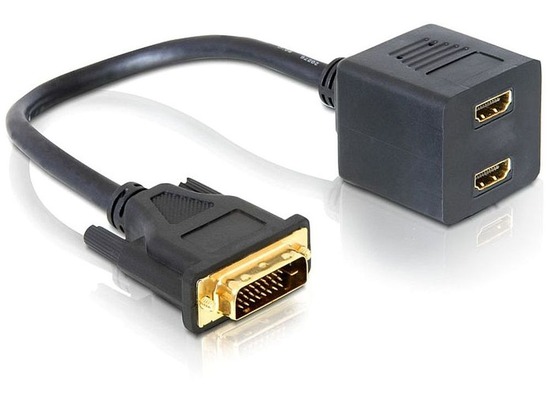 DeLock Adapter DVI 25 Stecker zu 2x HDMI Buchse