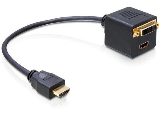 DeLock Adapter HDMI Stecker zu HDMI + DVI 25 Buchse