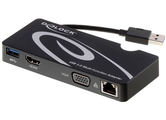 DeLock Adapter USB 3.0 zu HDMI + VGA + Gigabit
