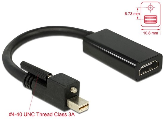 DeLock Adapterkabel mini Displayport 1.2 Stecker mit Schraub