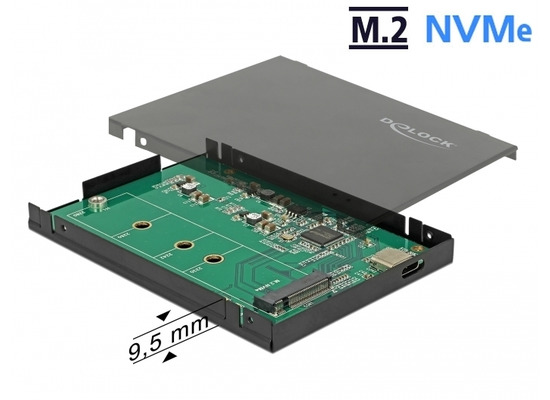 DeLock Externes 2.5 Gehuse fr M.2 NVMe PCIe SSD mit USB 3.1 Gen 2 USB Type-C