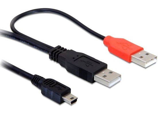 DeLock Kabel 2x USB2.0-A Stecker > USB mini 5-pol