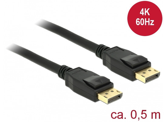 DeLock Kabel DisplayPort 1.2 Stecker > DisplayPort Stecker 0,5 m schwarz 4K