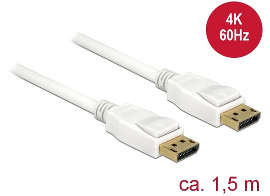 DeLock Kabel DisplayPort 1.2 Stecker > DisplayPort Stecker 1,5 m wei 4K