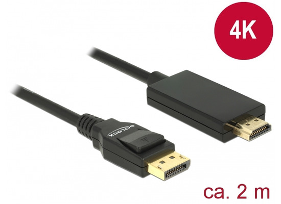 DeLock Kabel Displayport 1.2 Stecker > HDMI-A Stecker 2 m schwarz 4K